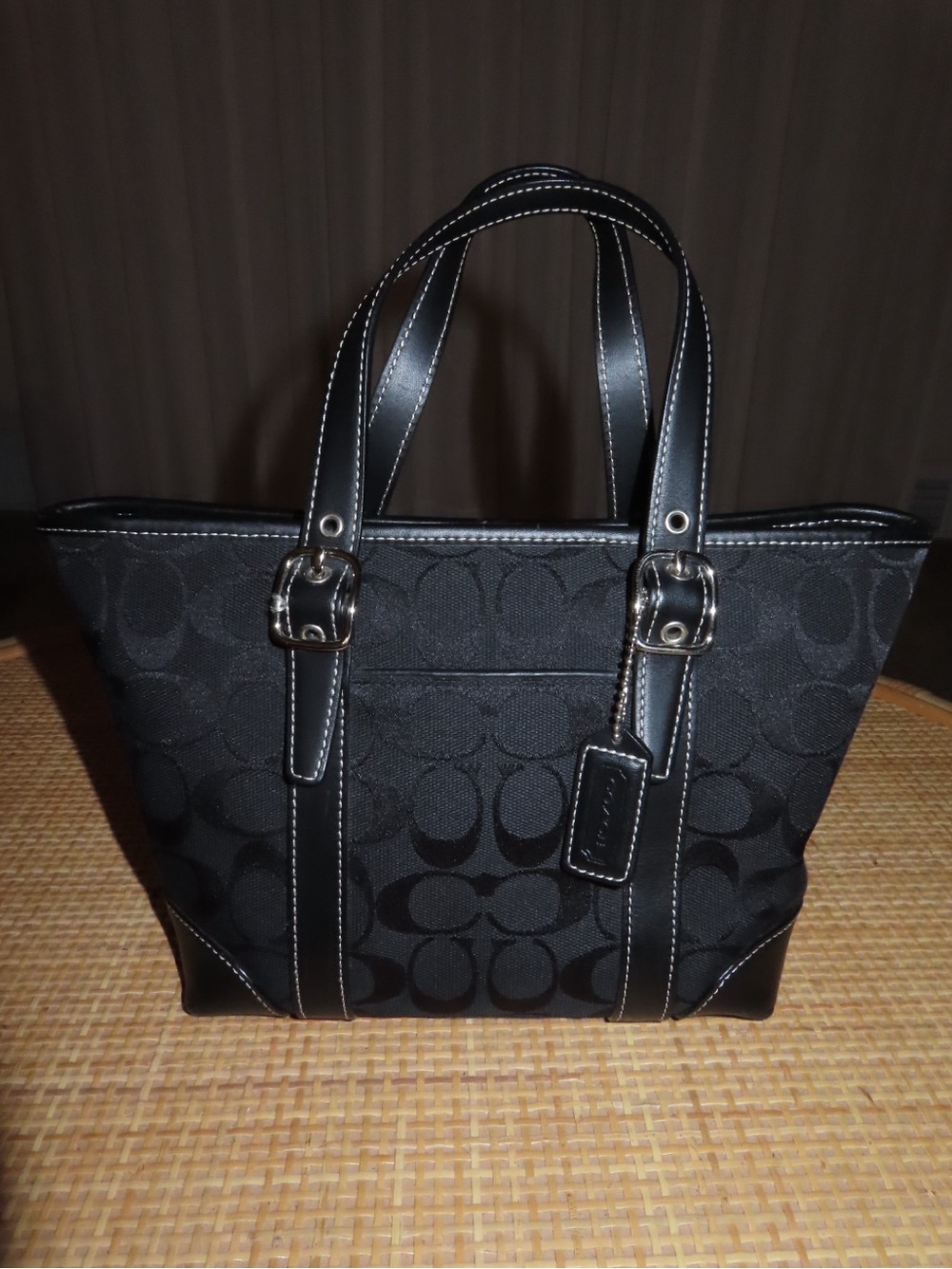Coach Black Signature Monogram Tote